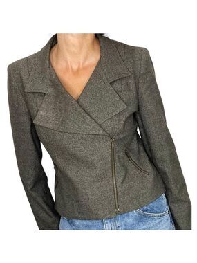 Portfolio Louben brown cropped boxy moto style jacket blazer 4